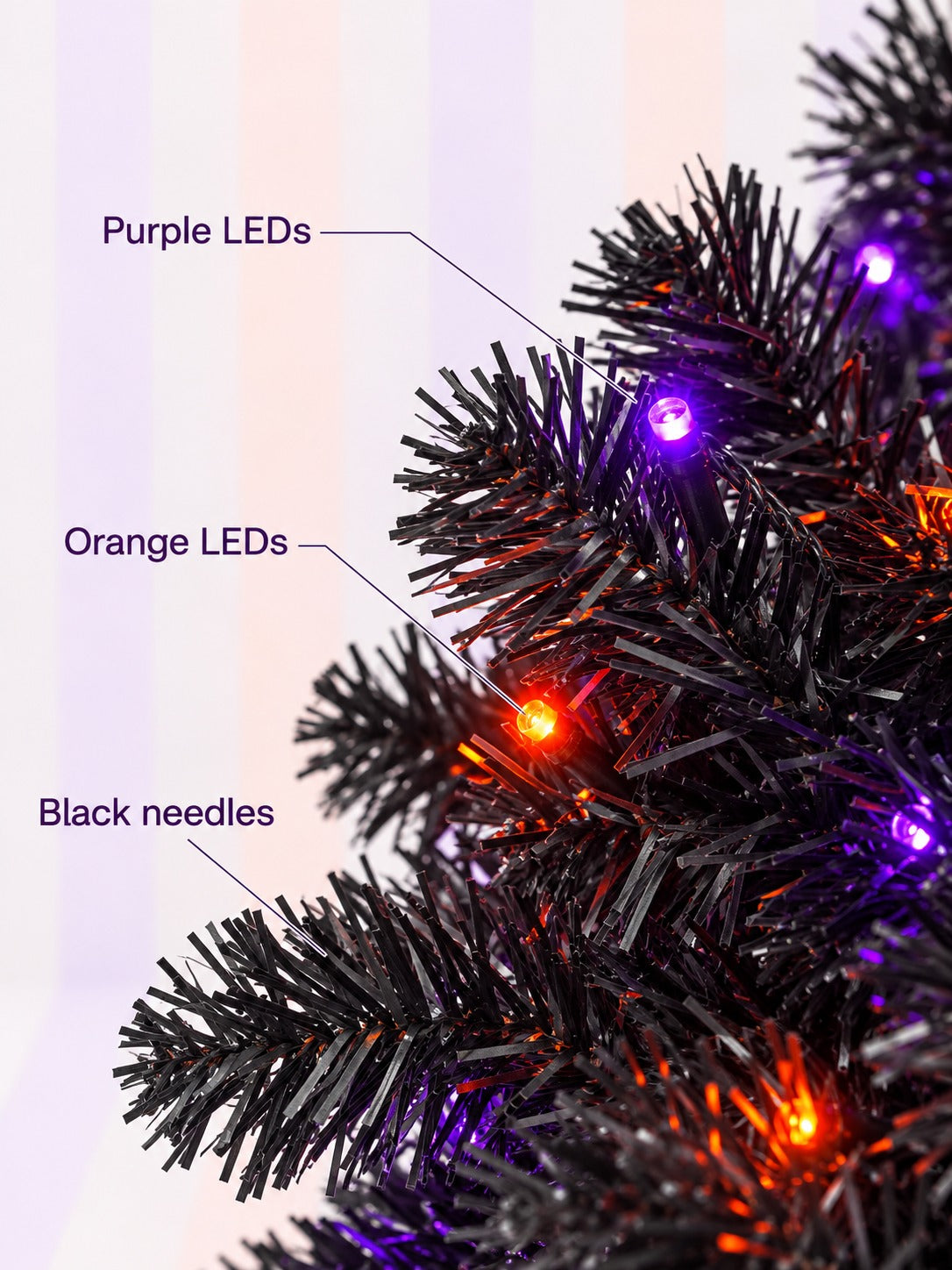 6FT Curved-Top Halloween Tree with 300 Purple & Orange LEDs