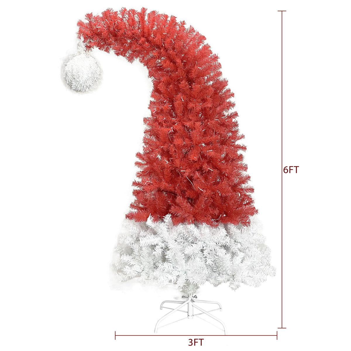 6FT Curved Top Artificial Christmas Tree With Lights
