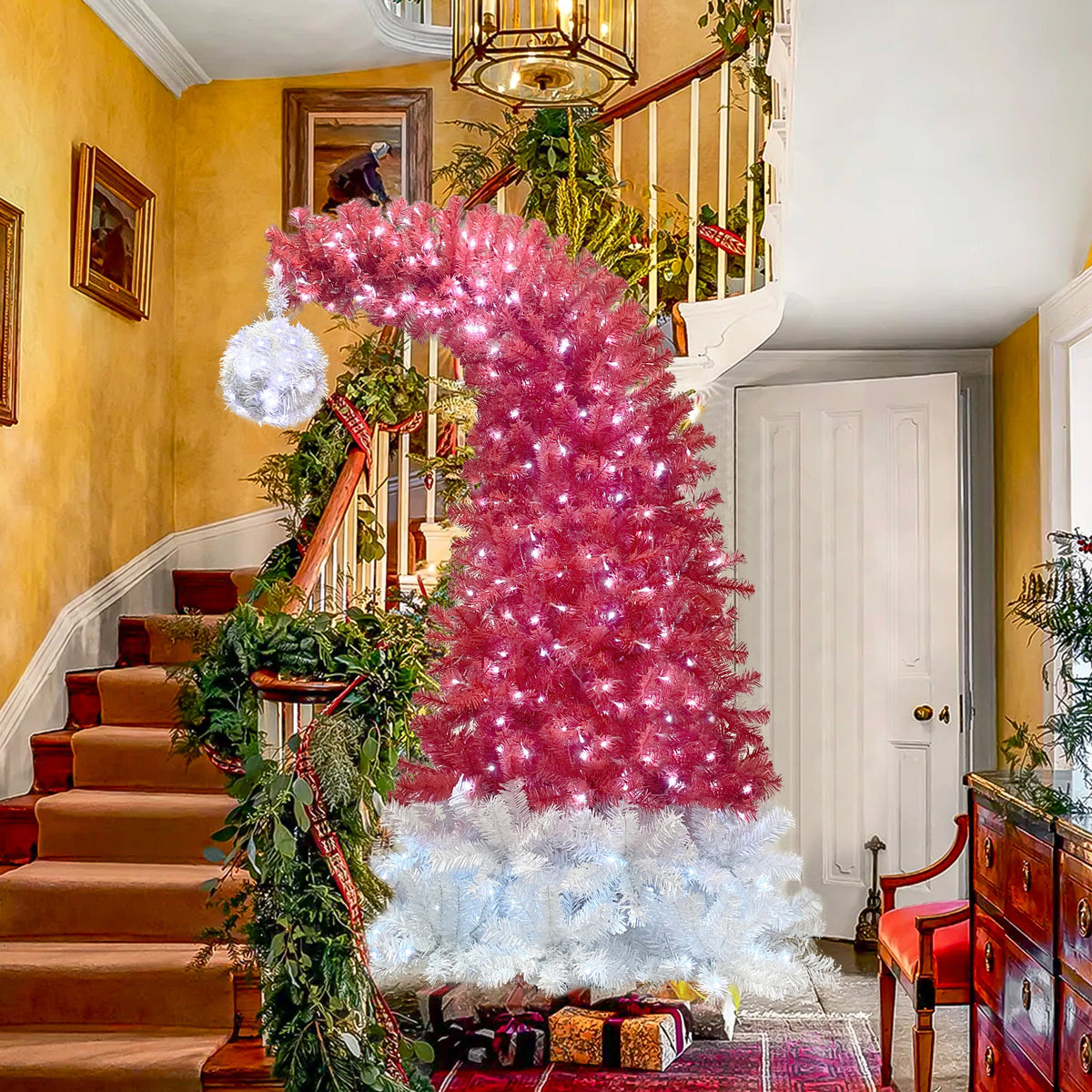 6FT Curved Top Artificial Christmas Tree With Lights