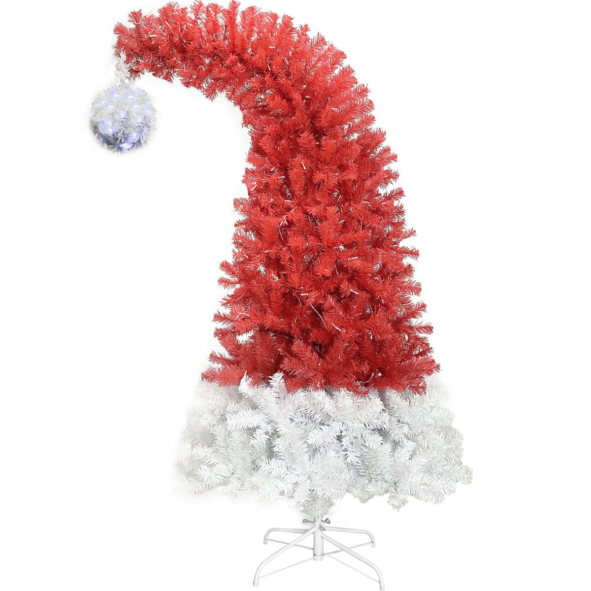 6FT Curved Top Artificial Christmas Tree With Lights