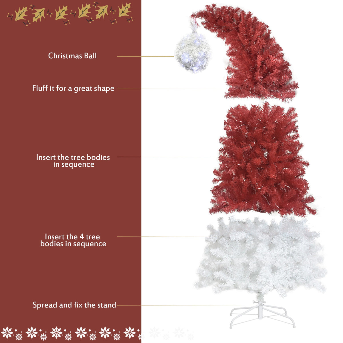 6FT Curved Top Artificial Christmas Tree With Lights