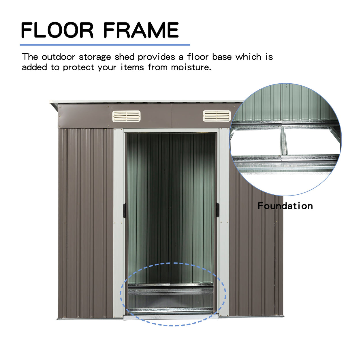 6ft x 4ft Metal Garden Shed with Lockable Sliding Doors