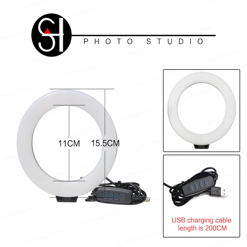 6-Inch LED Selfie Ring Light with Tripod for Video Calls