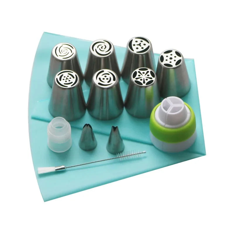 Stainless Steel Piping Tip Set for Roses and Swirls
