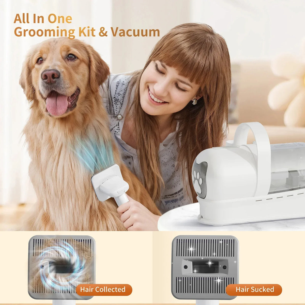 7-in-1 Pet Grooming Vacuum Kit for Cleaner Home Trims