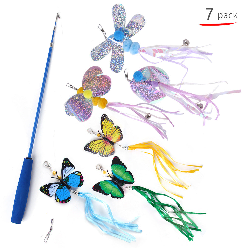 Cat Wand Toy Set 7 Pc Interactive Fishing Rod Teasers