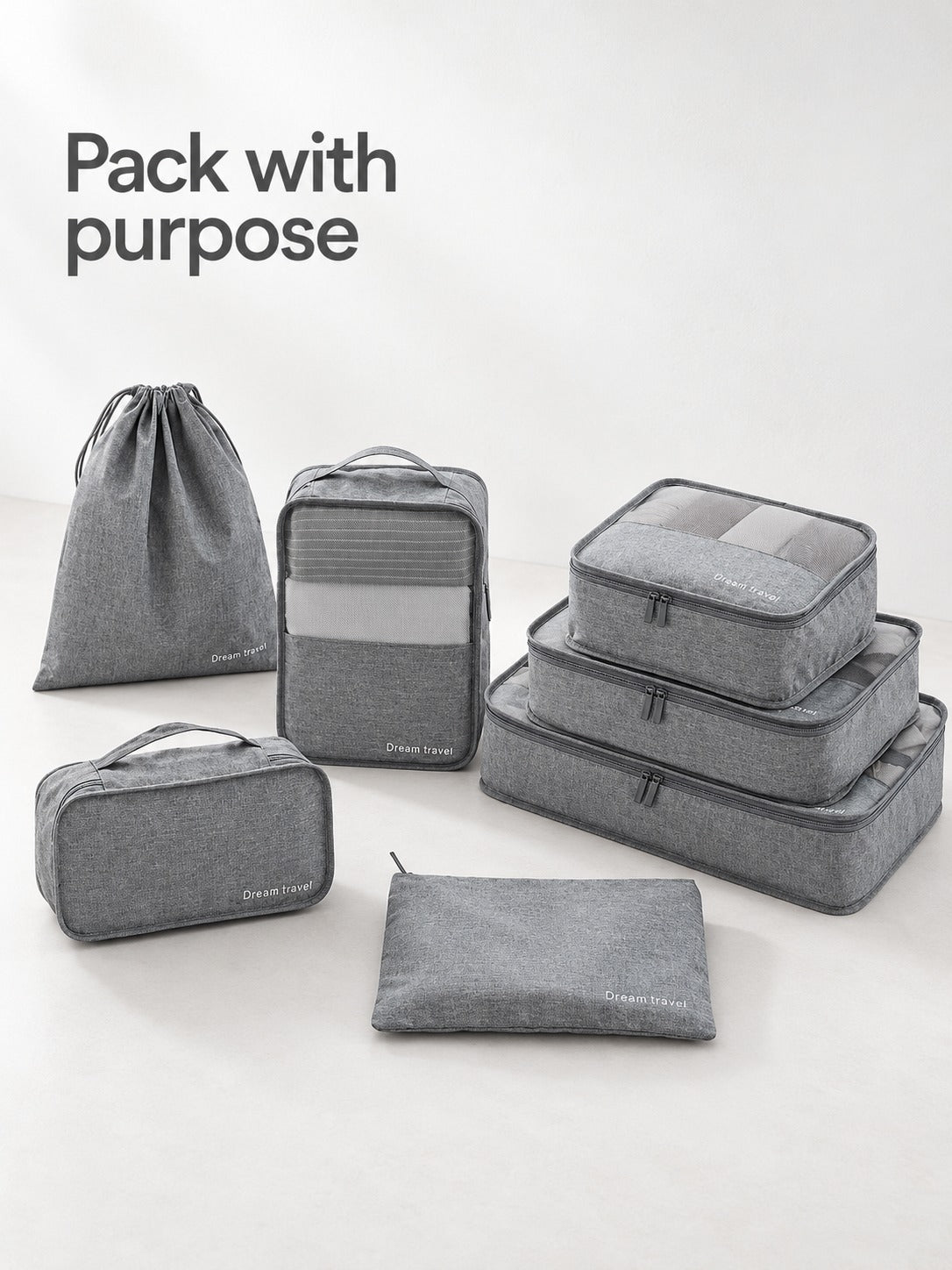 7 Piece Packing Cube Set for Organised Travel Luggage