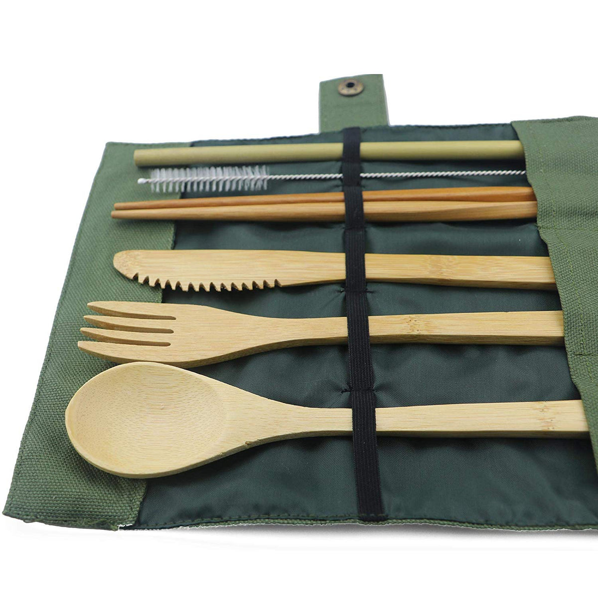 Bamboo Travel Cutlery Set With Pouch, 7 Pieces