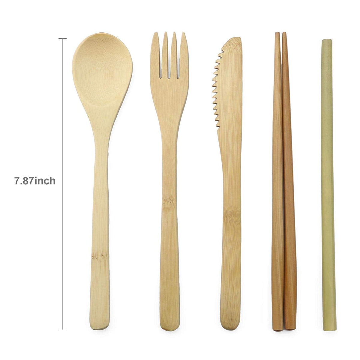 Bamboo Travel Cutlery Set With Pouch, 7 Pieces