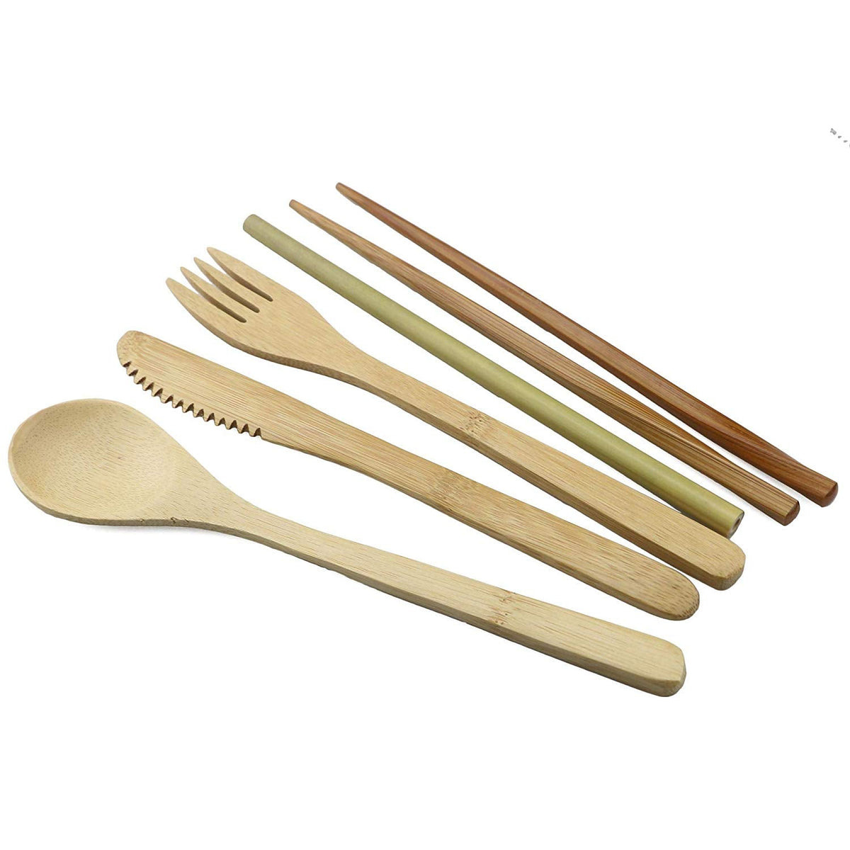 Bamboo Travel Cutlery Set With Pouch, 7 Pieces