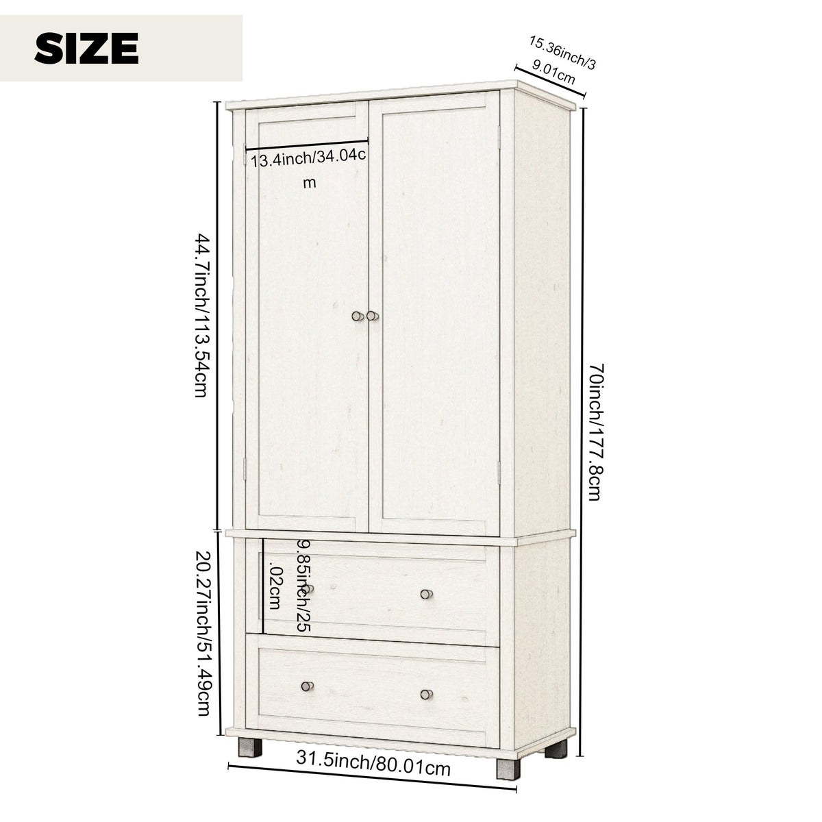 70 Inch Kitchen Pantry Cabinet with Drawers and Shelves