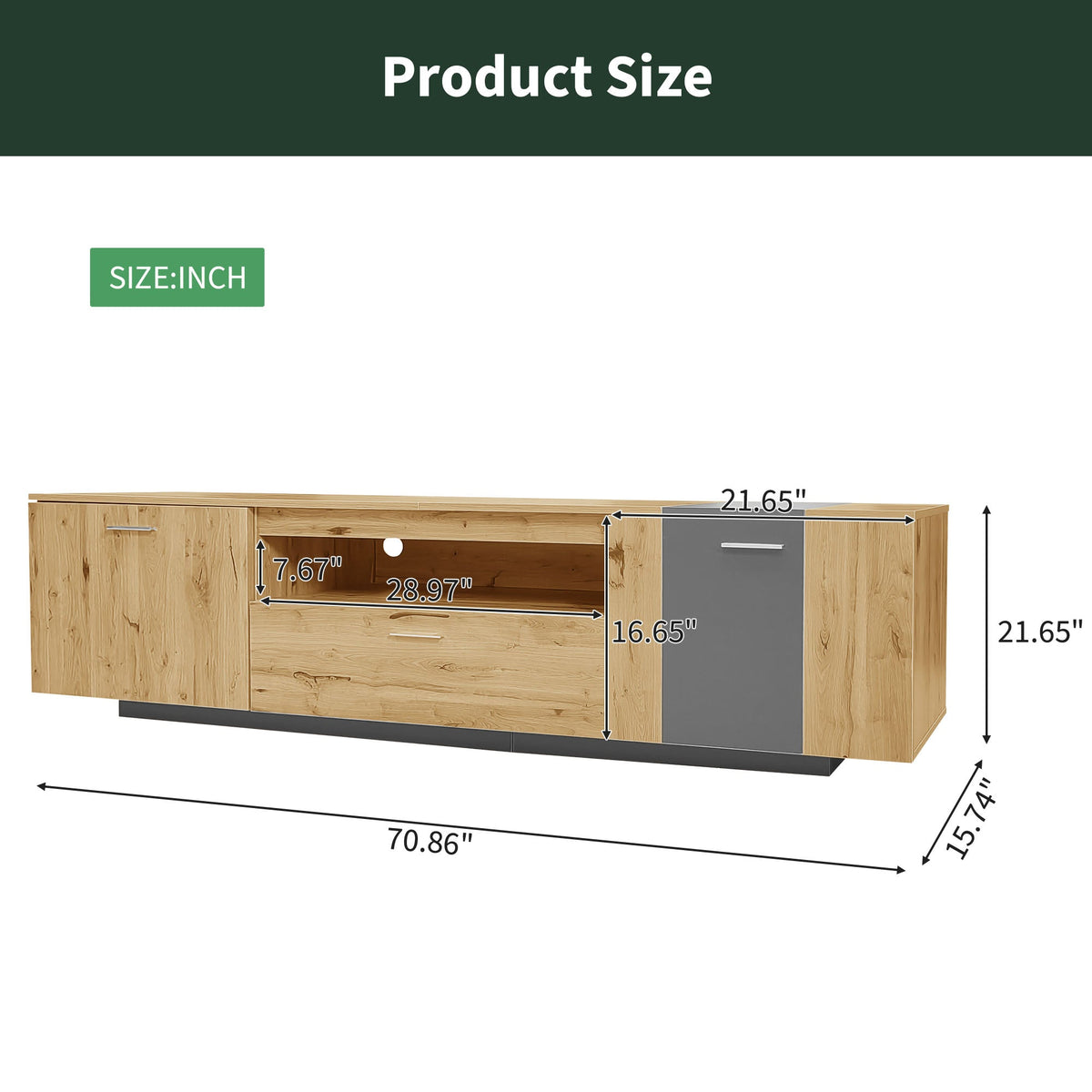 70 Inch TV Stand with Storage for TVs Under 80 Inches