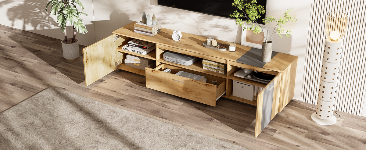 70 Inch TV Stand with Storage for TVs Under 80 Inches