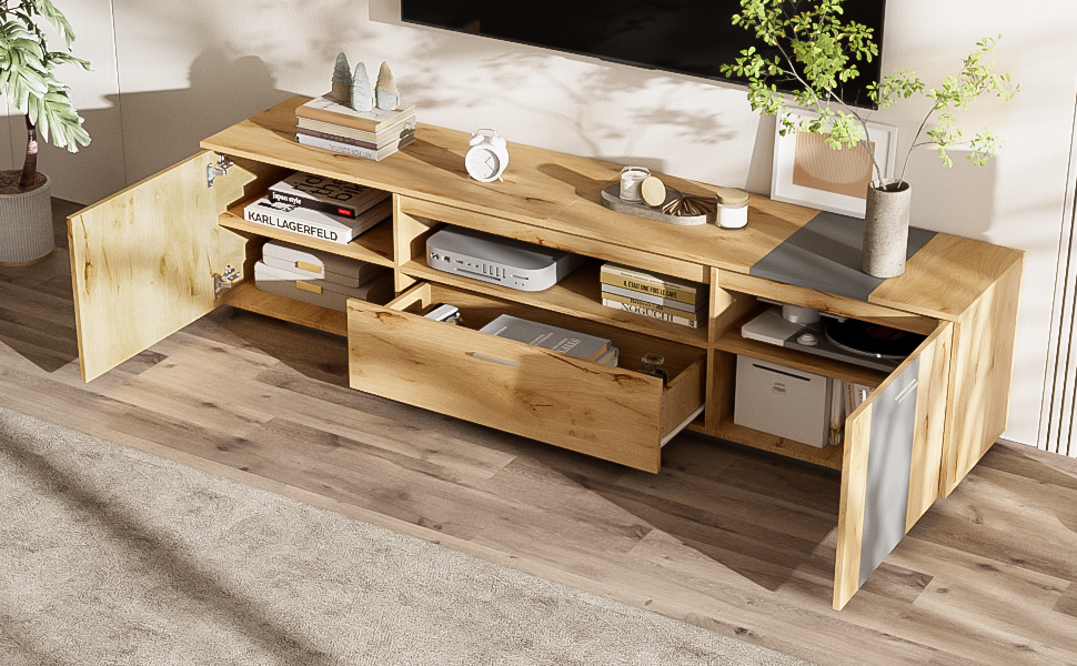 70 Inch TV Stand with Storage for TVs Under 80 Inches