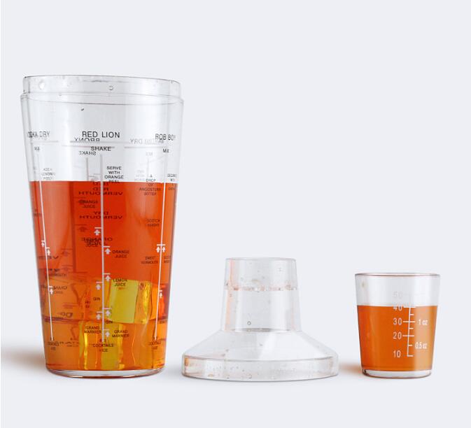 Plastic Cocktail Shaker Set with Jigger & Recipe Guide