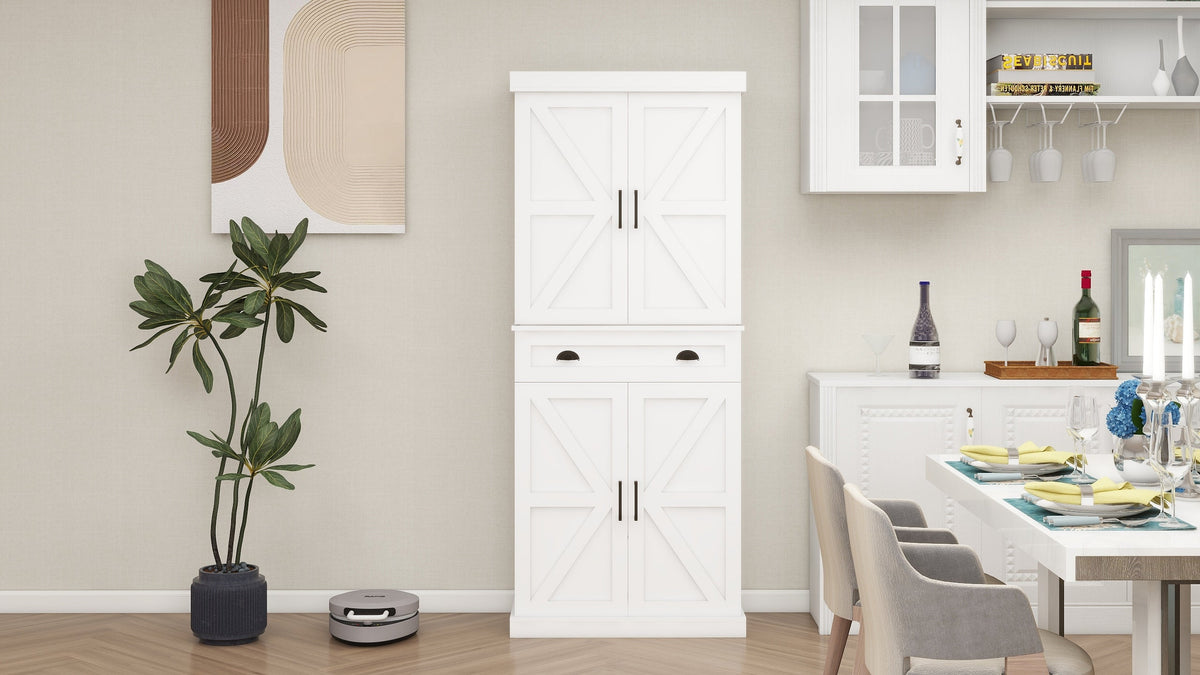 71" Farmhouse Pantry Cabinet with Doors and Drawer