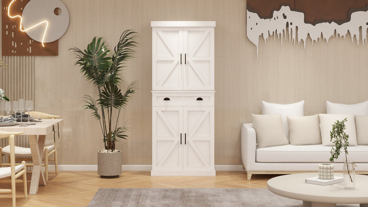 71" Farmhouse Pantry Cabinet with Doors and Drawer