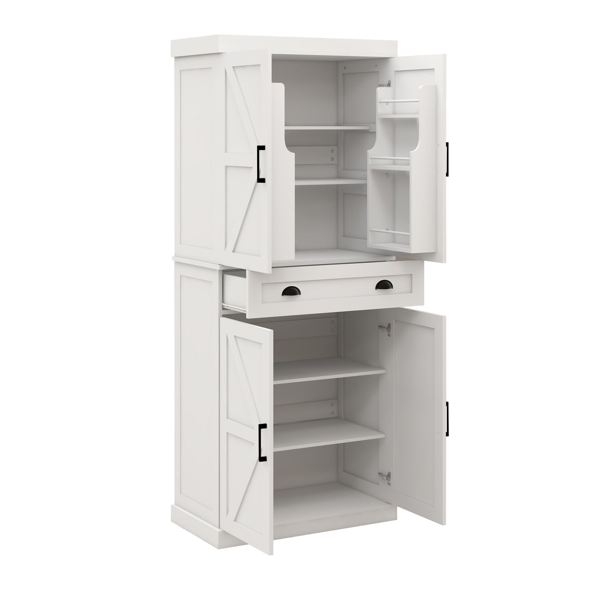 71" Farmhouse Pantry Cabinet with Doors and Drawer