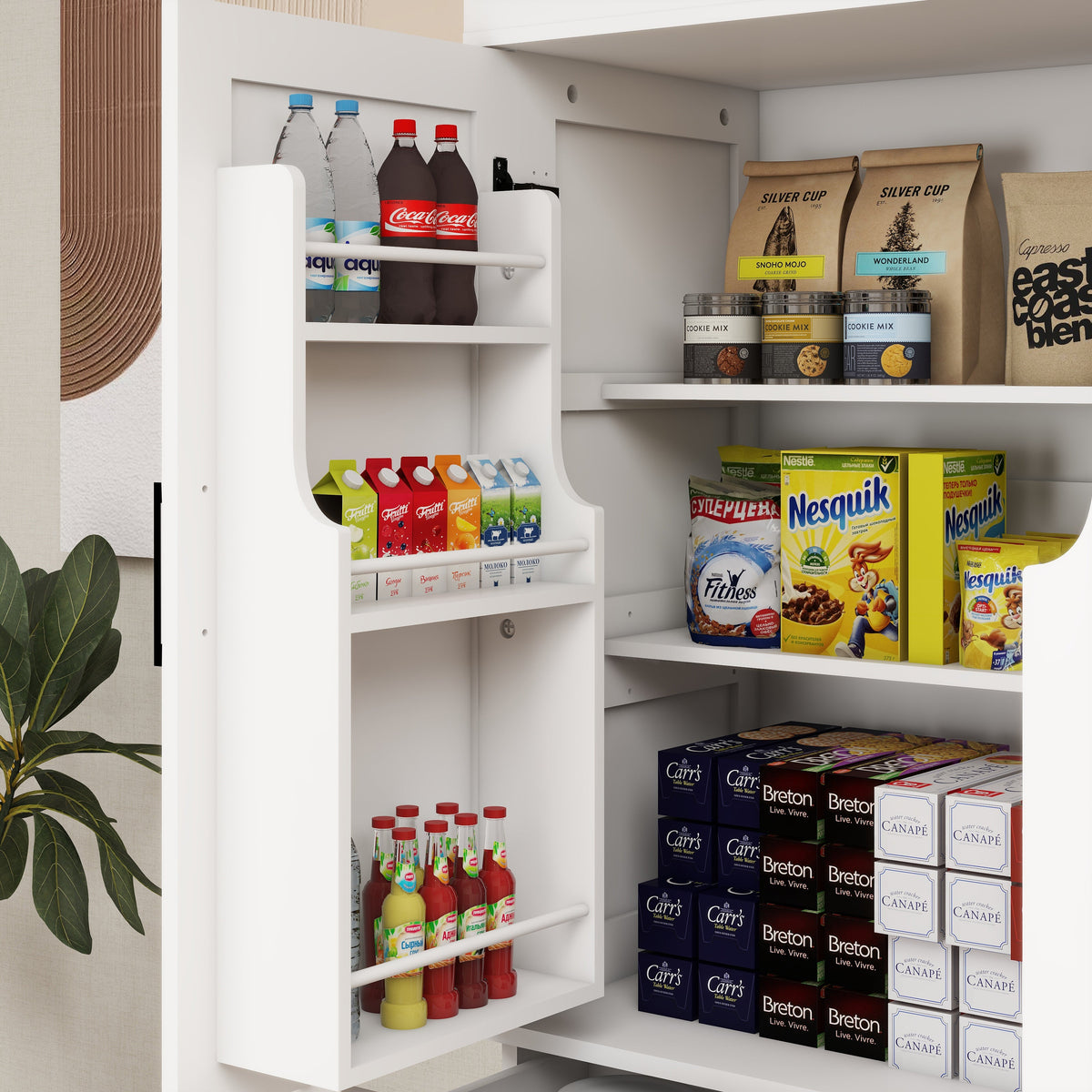 71" Farmhouse Pantry Cabinet with Doors and Drawer