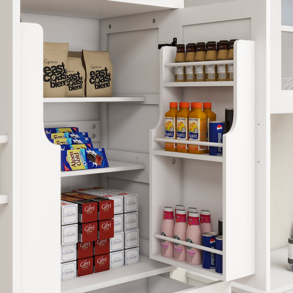 71" Farmhouse Pantry Cabinet with Doors and Drawer