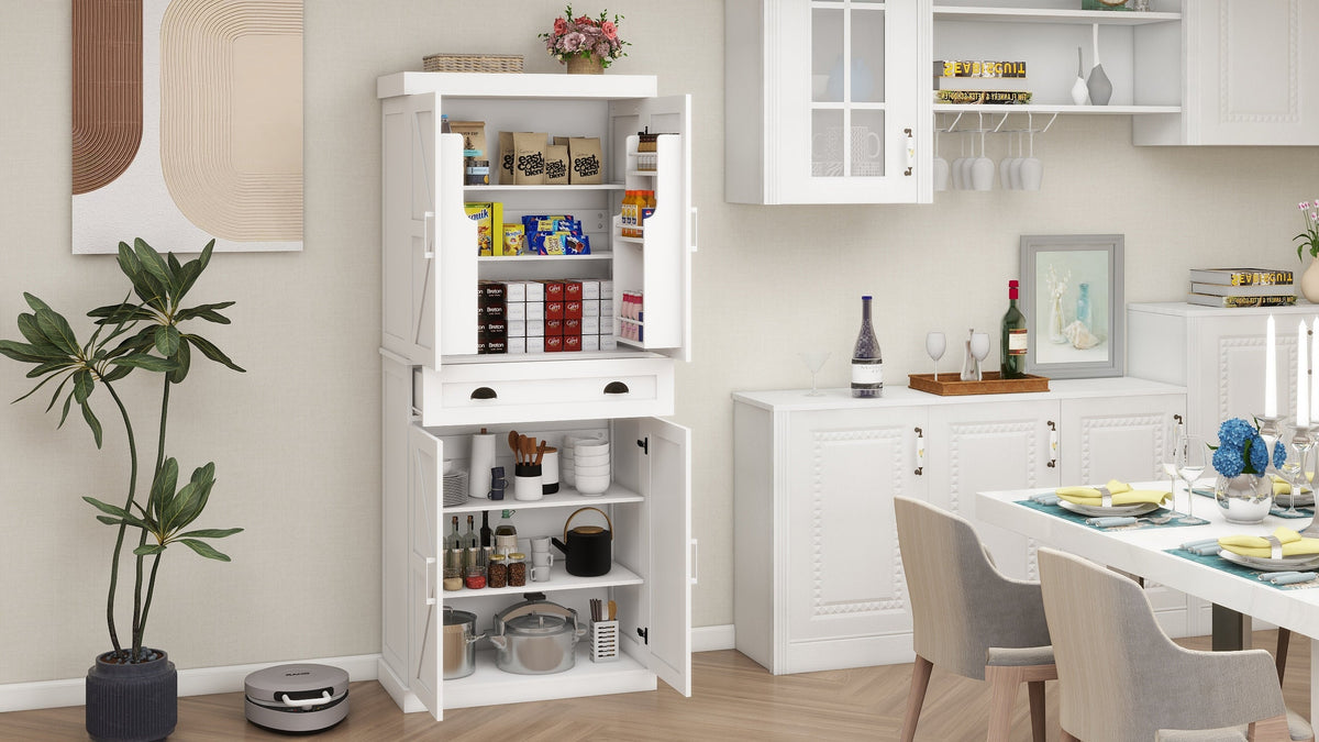 71" Farmhouse Pantry Cabinet with Doors and Drawer