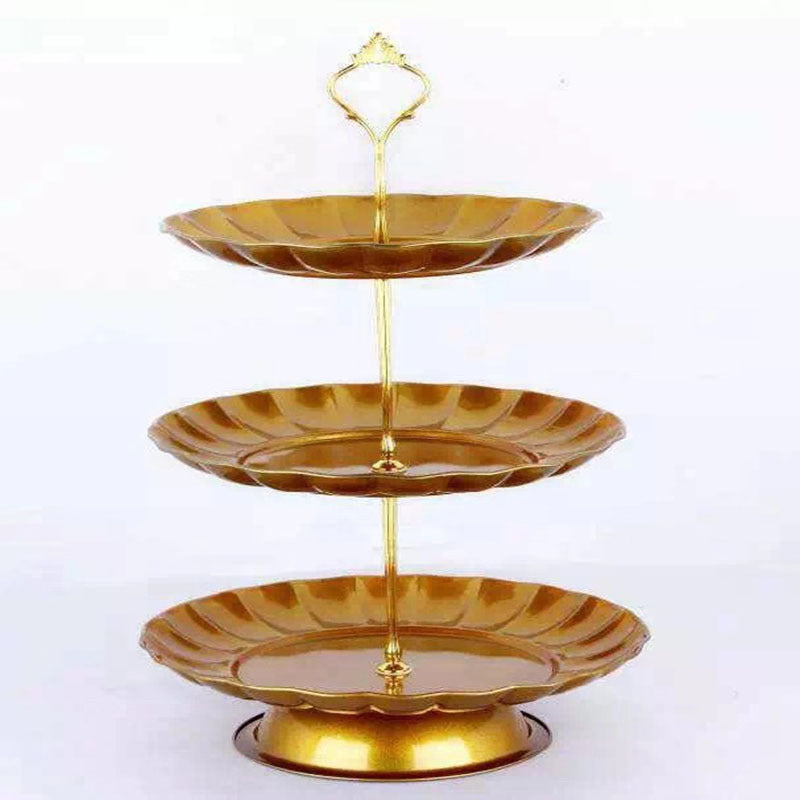 Three-Tier Stainless Steel Serving Stand for Fruit & Cakes