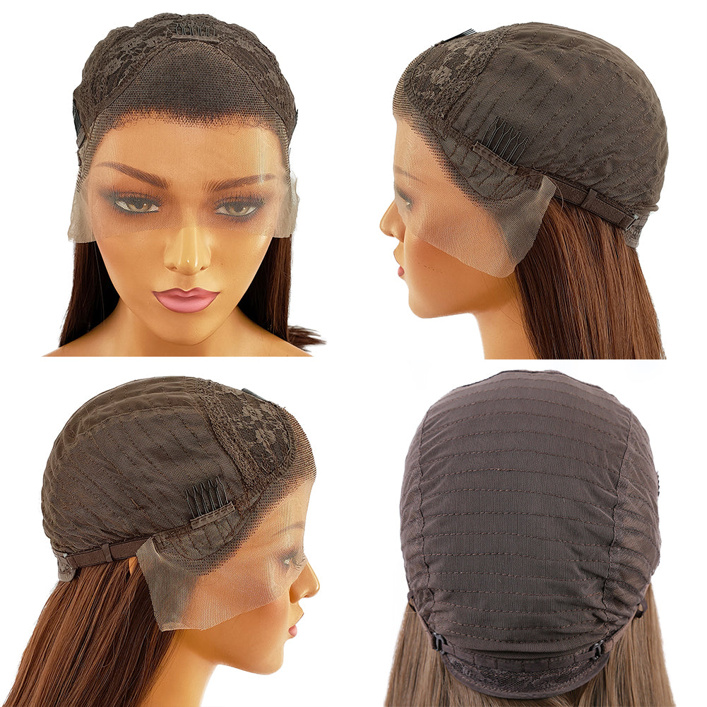 Lace Front Wig With Short Voluminous Highlighted Waves