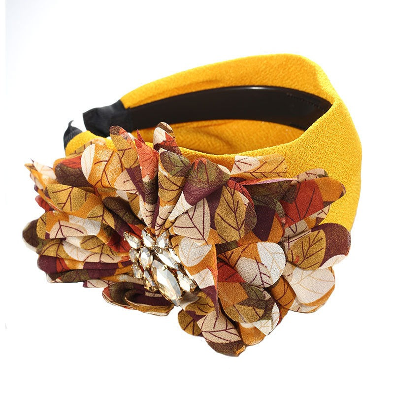 Statement Floral Headband with Anti-Slip Jewel Detail
