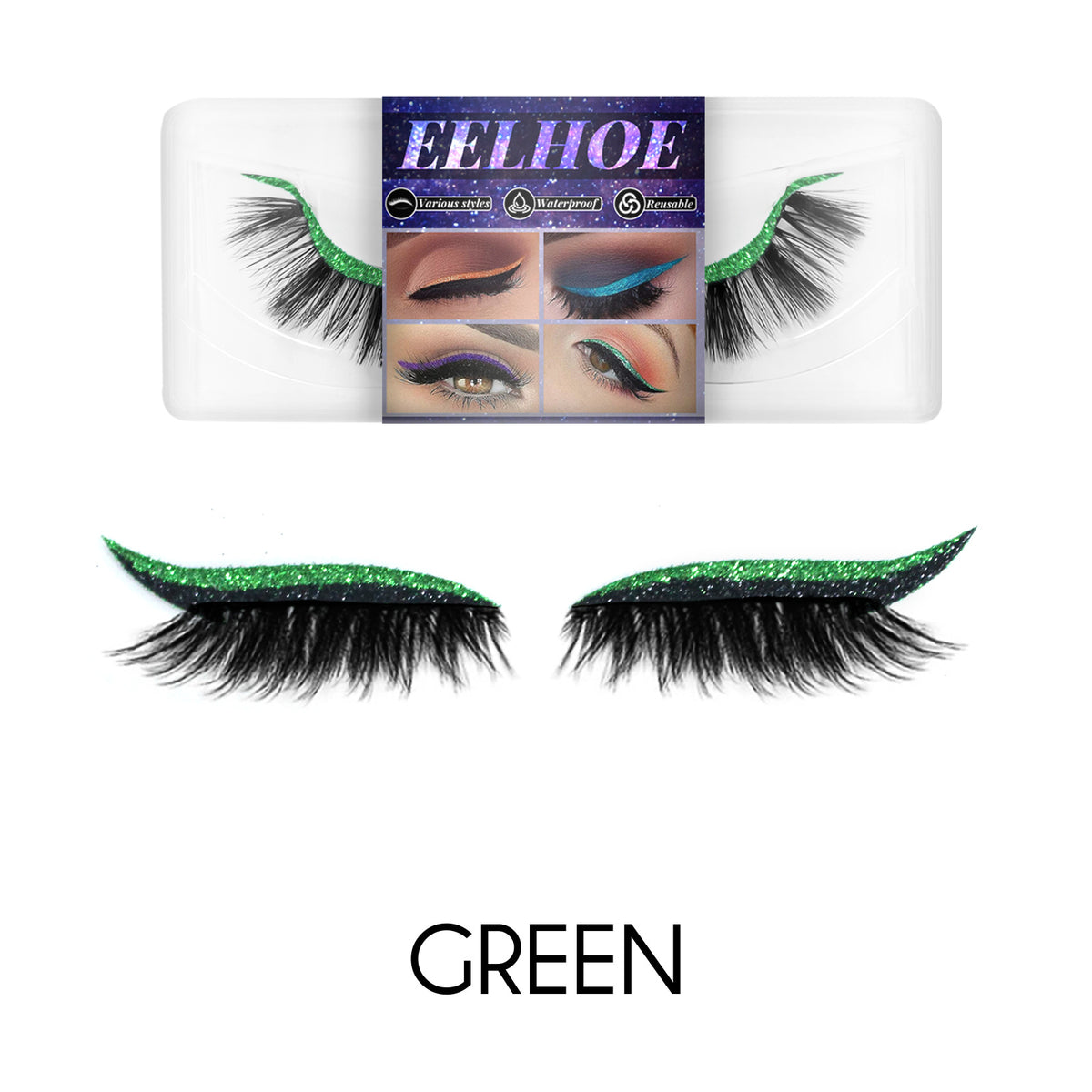 Self-Adhesive False Eyelashes With Glitter Eyeliner