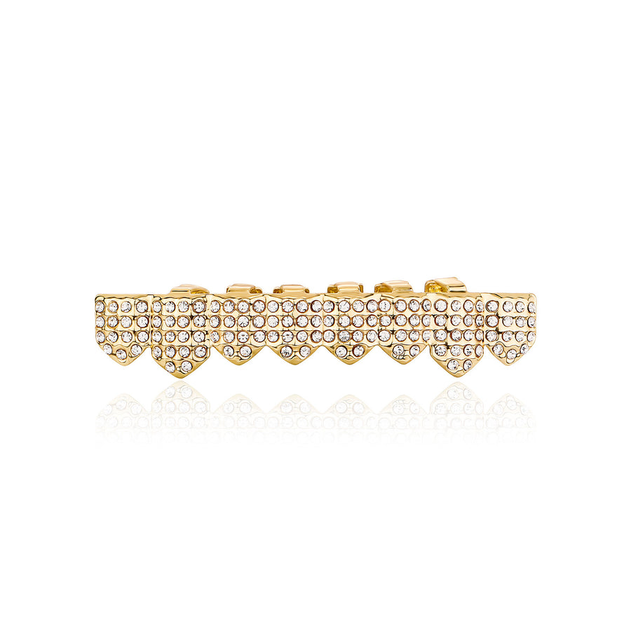 Gold Tooth Grillz Set — Full Iced-Out 8-Tooth Rhinestone