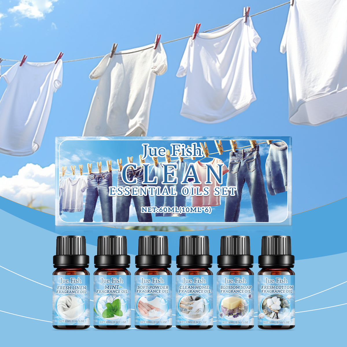 Essential Oil Set, 6 Fresh Scents for Home Fragrance