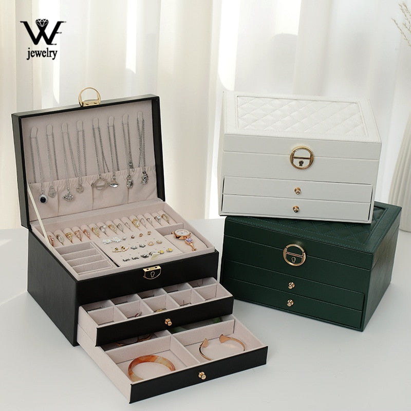 Three-Layer Jewelry Box with Watch Pillow and Lock