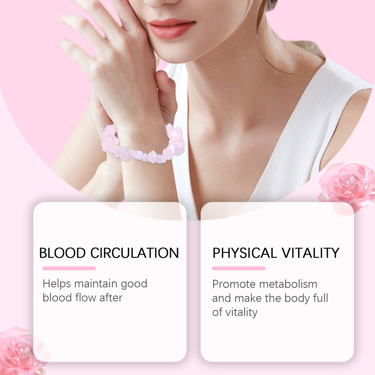 Pink Crystal Bracelet for Romantic Everyday Style Gift