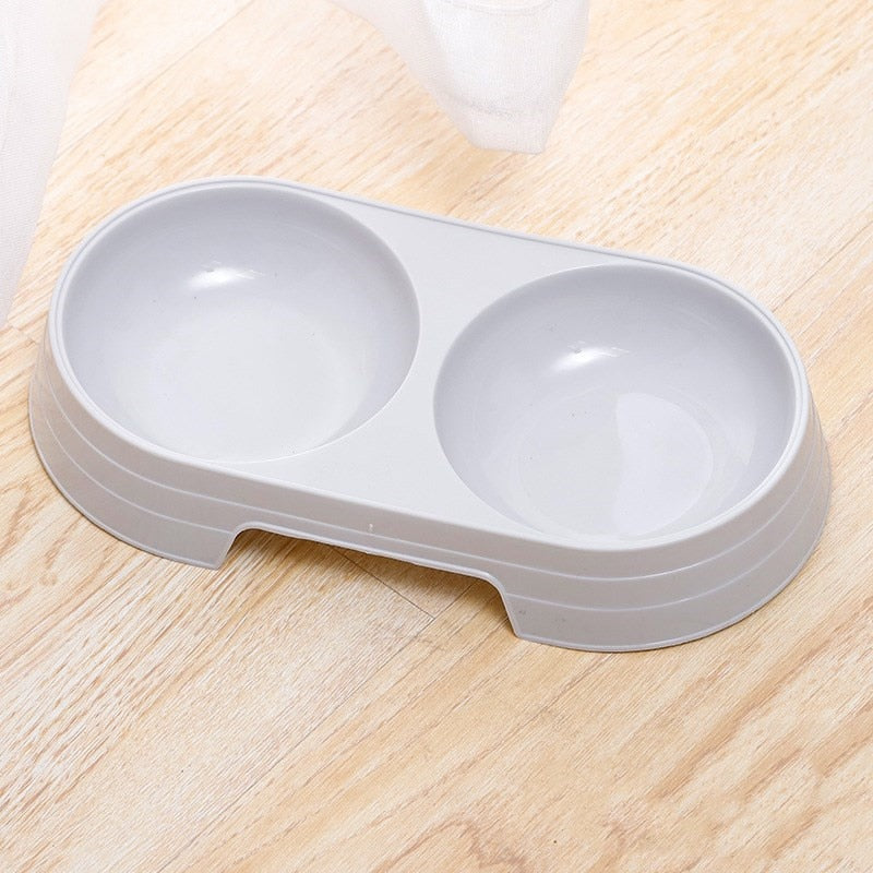 Double Pet Bowl Feeder for Cats & Small Dogs, Compact