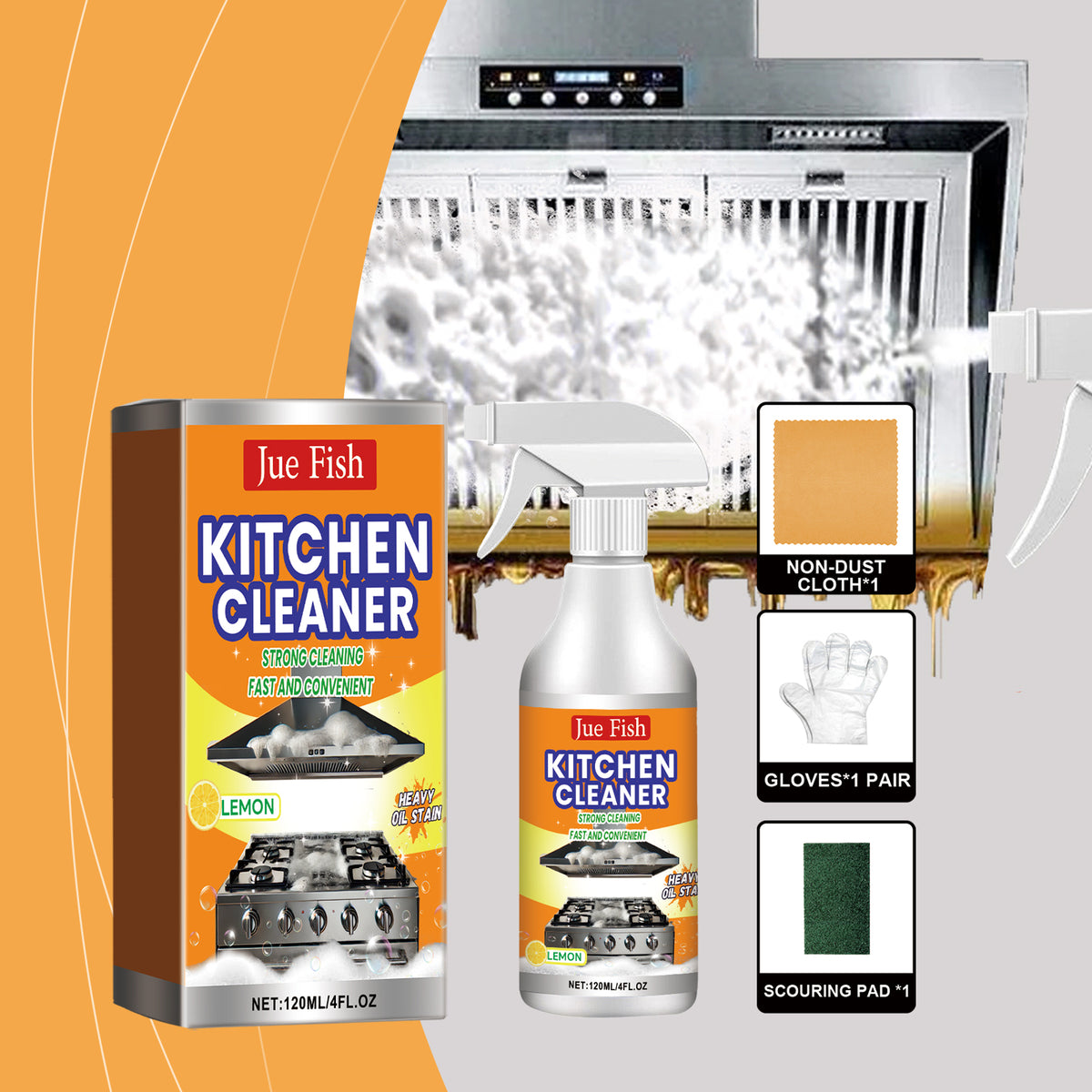 Kitchen Grease Cleaner Spray for Fast Heavy-Oil Cleanup
