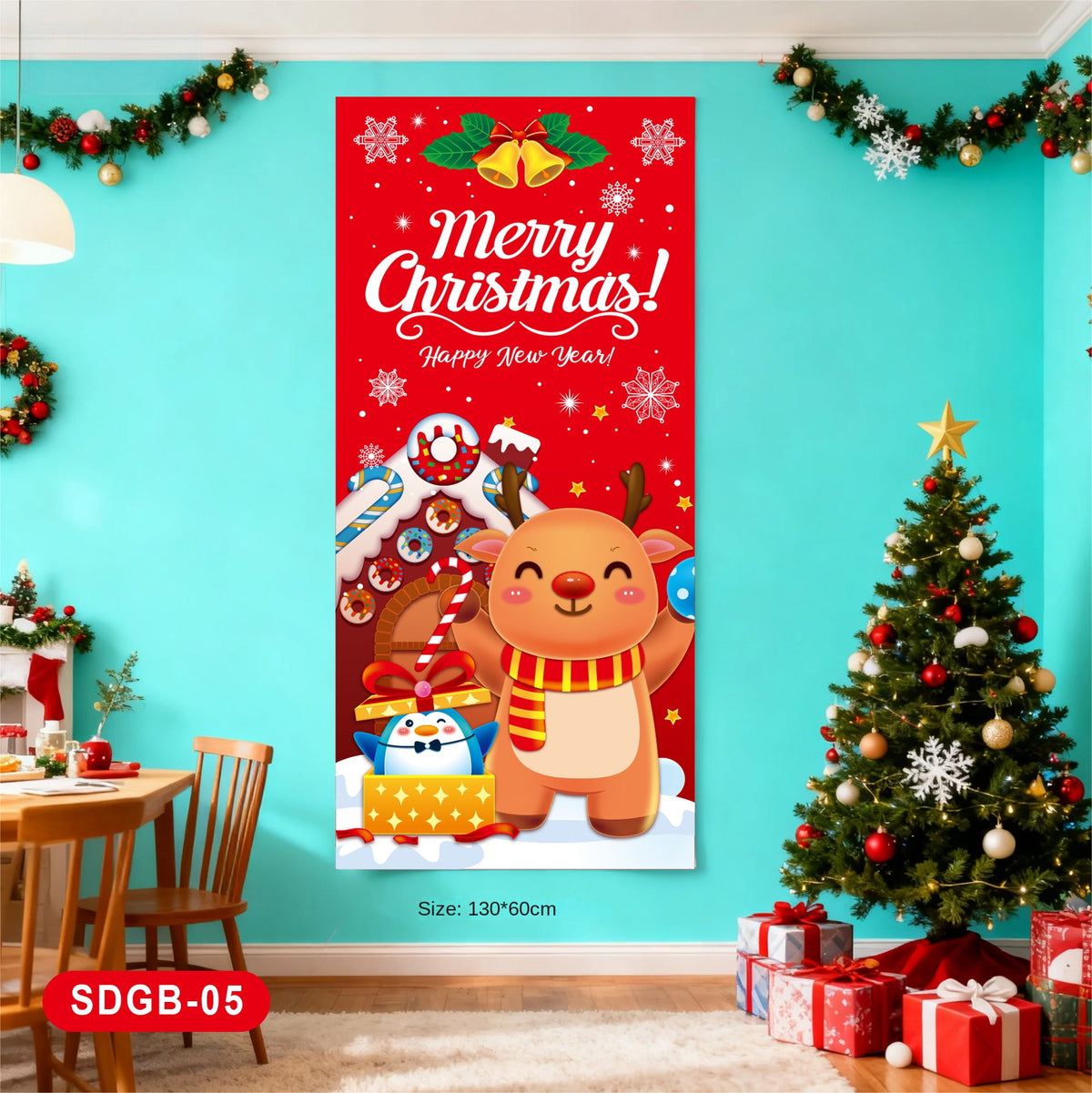 Christmas Red Banner — Cheerful Holiday Wall Display