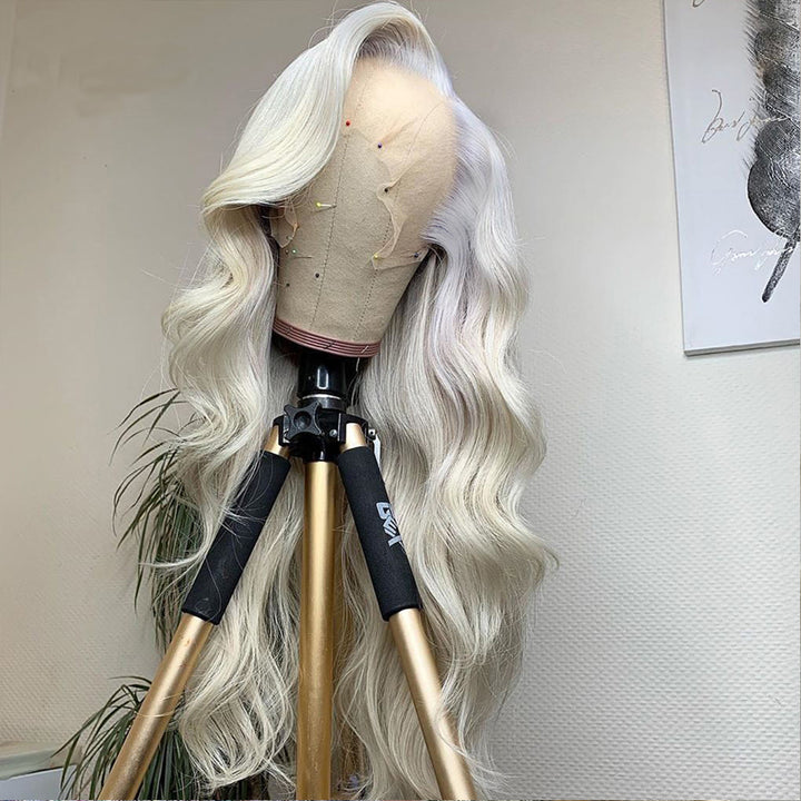 Lace Front Wig: Long Platinum Waves Without Glue Daily
