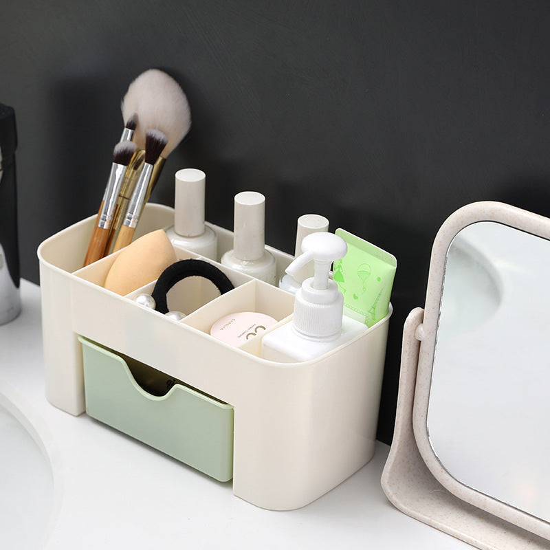 Desktop Makeup Organizer Box with Pull-Out Storage Drawer