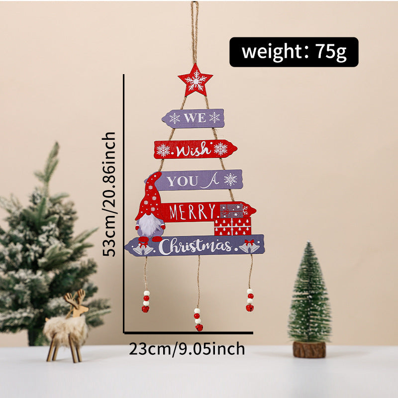 Wooden Christmas Hanging Sign - Rustic Holiday Wall Decor