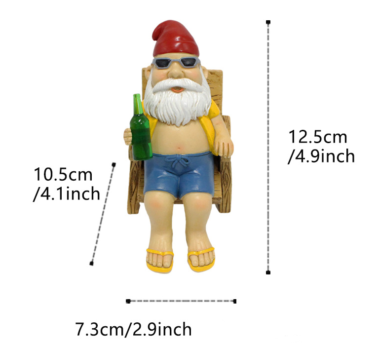 Funny Garden Gnome Figurine Relaxing in a Deck Chair
