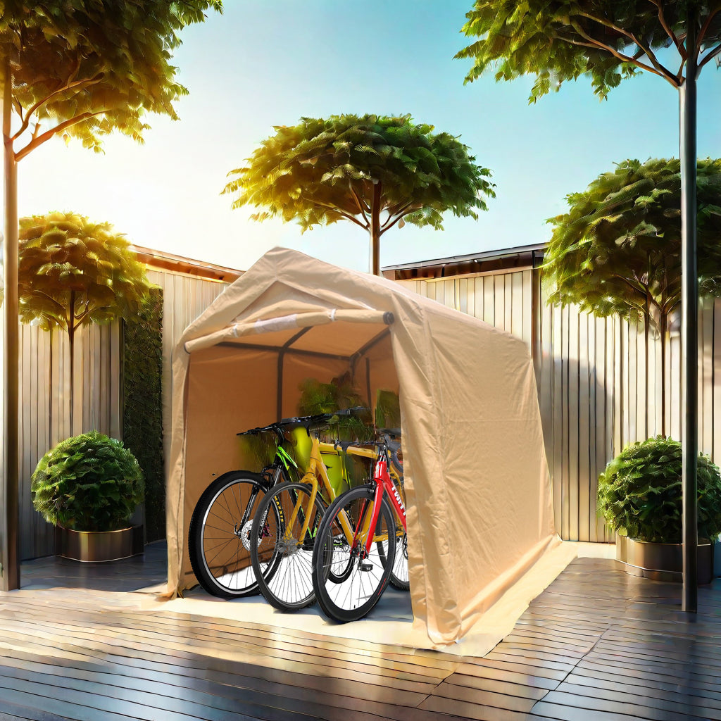 7x12 Ft Portable Outdoor Storage Shed for Mowers and Bikes