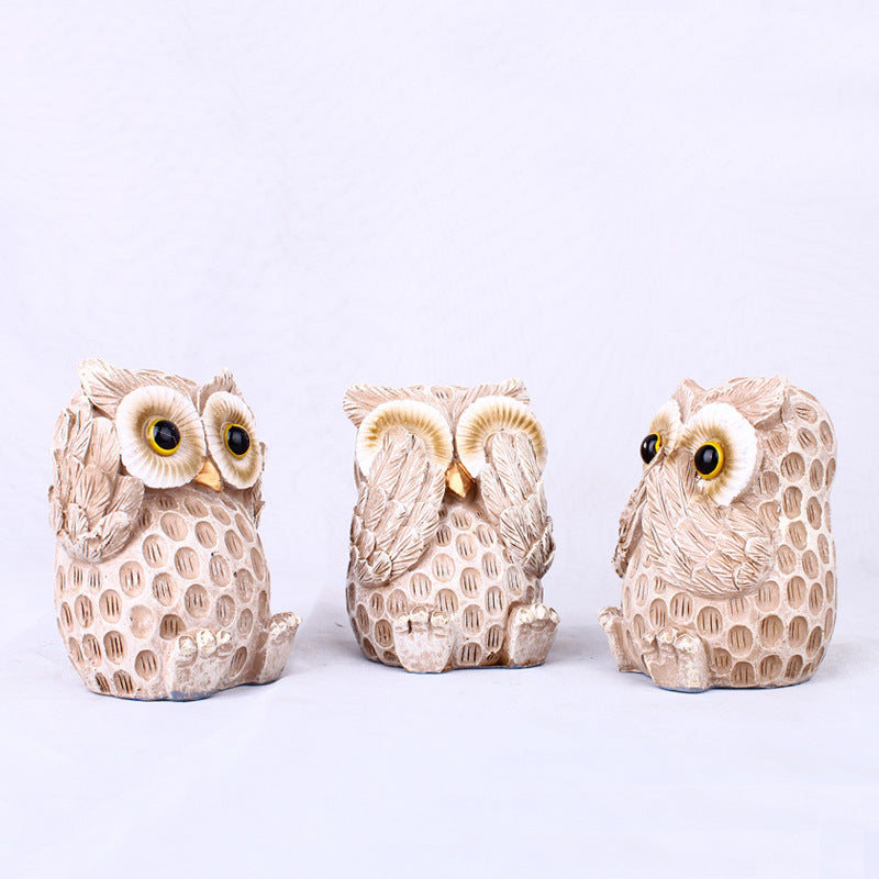 Owl Figurine Set for European-Style Tabletop Charm