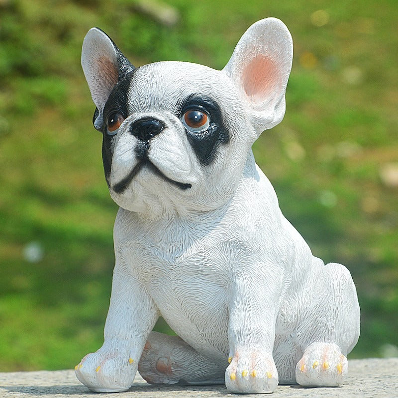 French Bulldog Garden Statue: Lifelike Resin Puppy Decor