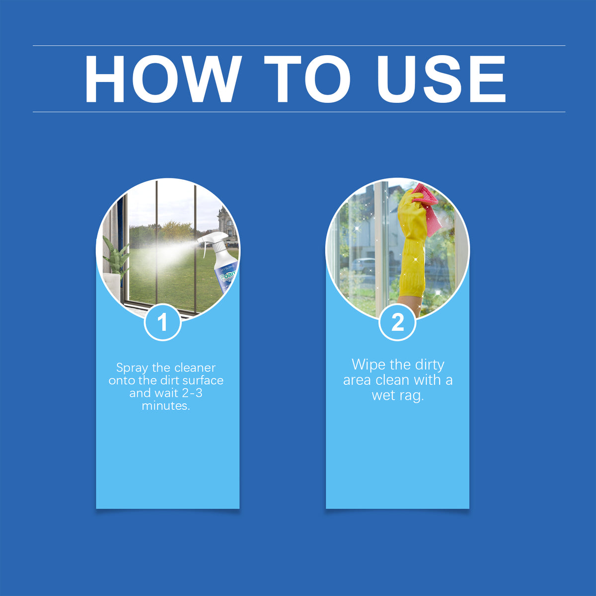 Glass Foam Cleaner Spray for Fast Oil Stain Removal