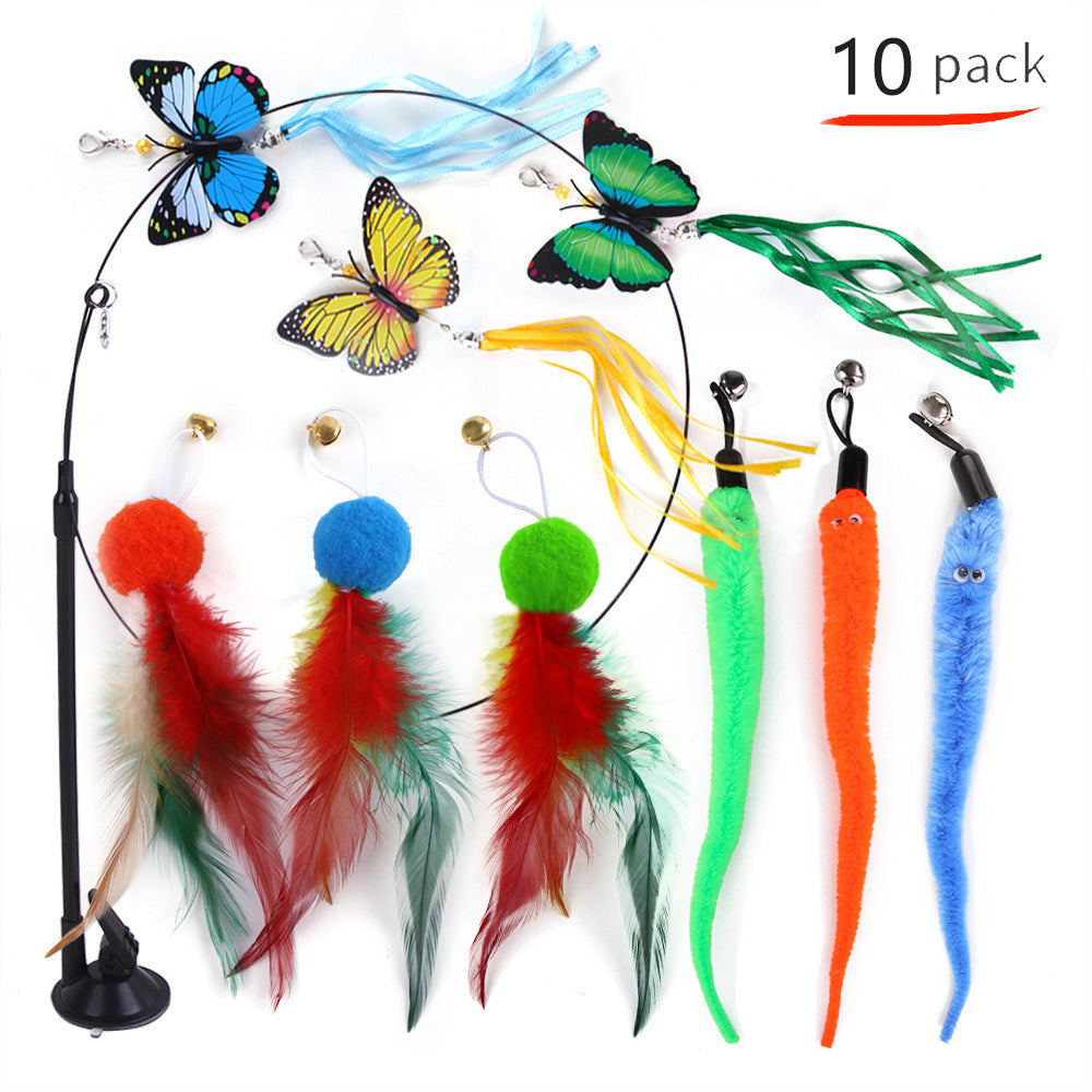 Suction Cup Cat Toy With Interchangeable Attachments