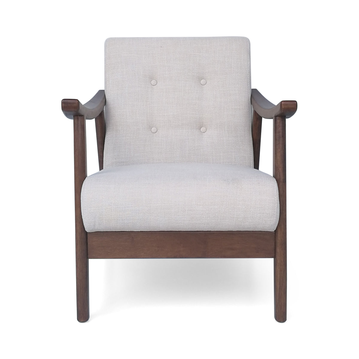 Mid-Century Tufted Linen Accent Armchair for Living Rooms