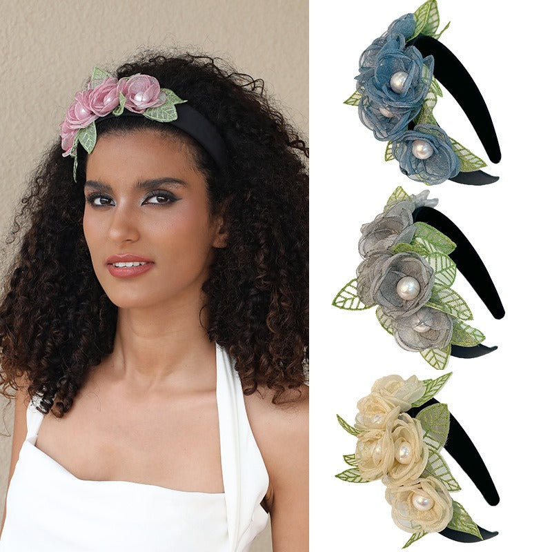 Floral Pearl Headband for Romantic Wedding Guest Style