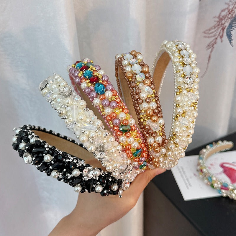 Beaded Crystal Pearl Headband For Polished Glamour