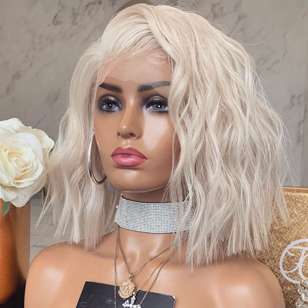 Platinum Blonde Bob Wig with Lace Front Waves