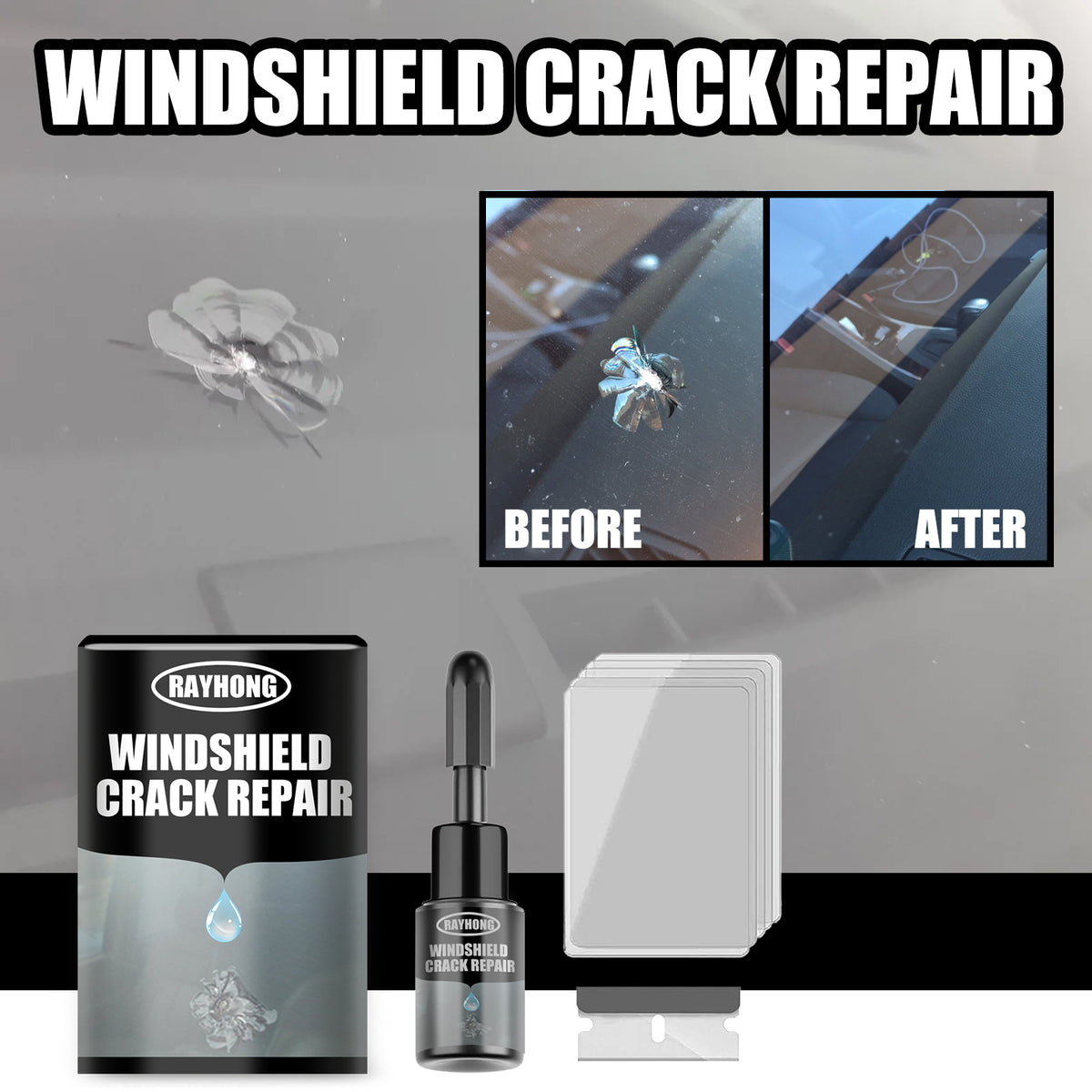 Windshield Crack Repair Fluid for Minor Chips & Cracks